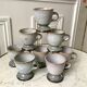 Set of 8 coffee cups, stoneware mazagrans handcrafted signed 70s