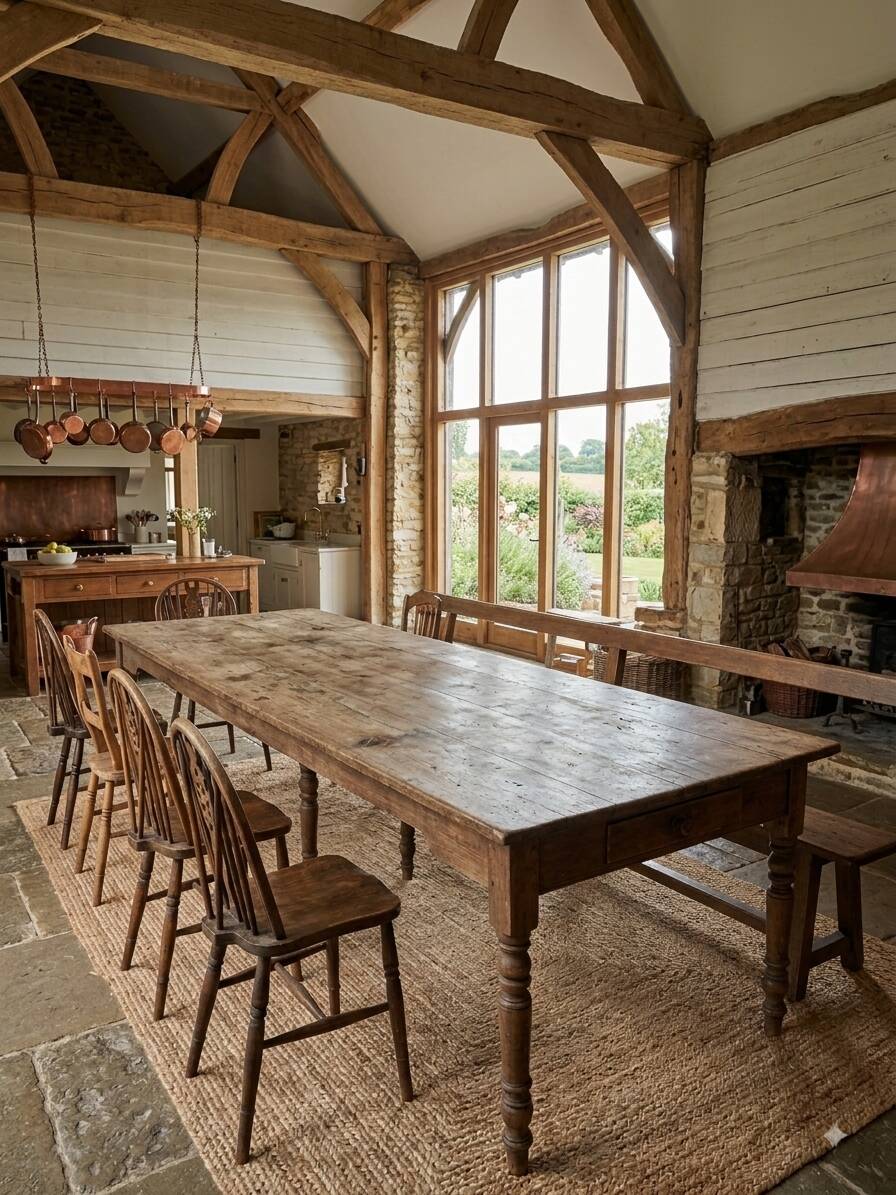Table de ferme ancienne XXL , 268 × 110cm