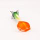 Vase en vert en forme de fleur vert et orange de style murano longiligne
