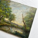 Oil painting on canvas landscape dated 1904