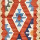 Kilim shirazi en laine vert, terracotta et bleu ciel, fait à la main