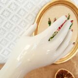 Hand baguier soliflore ceramic white vintage flowers