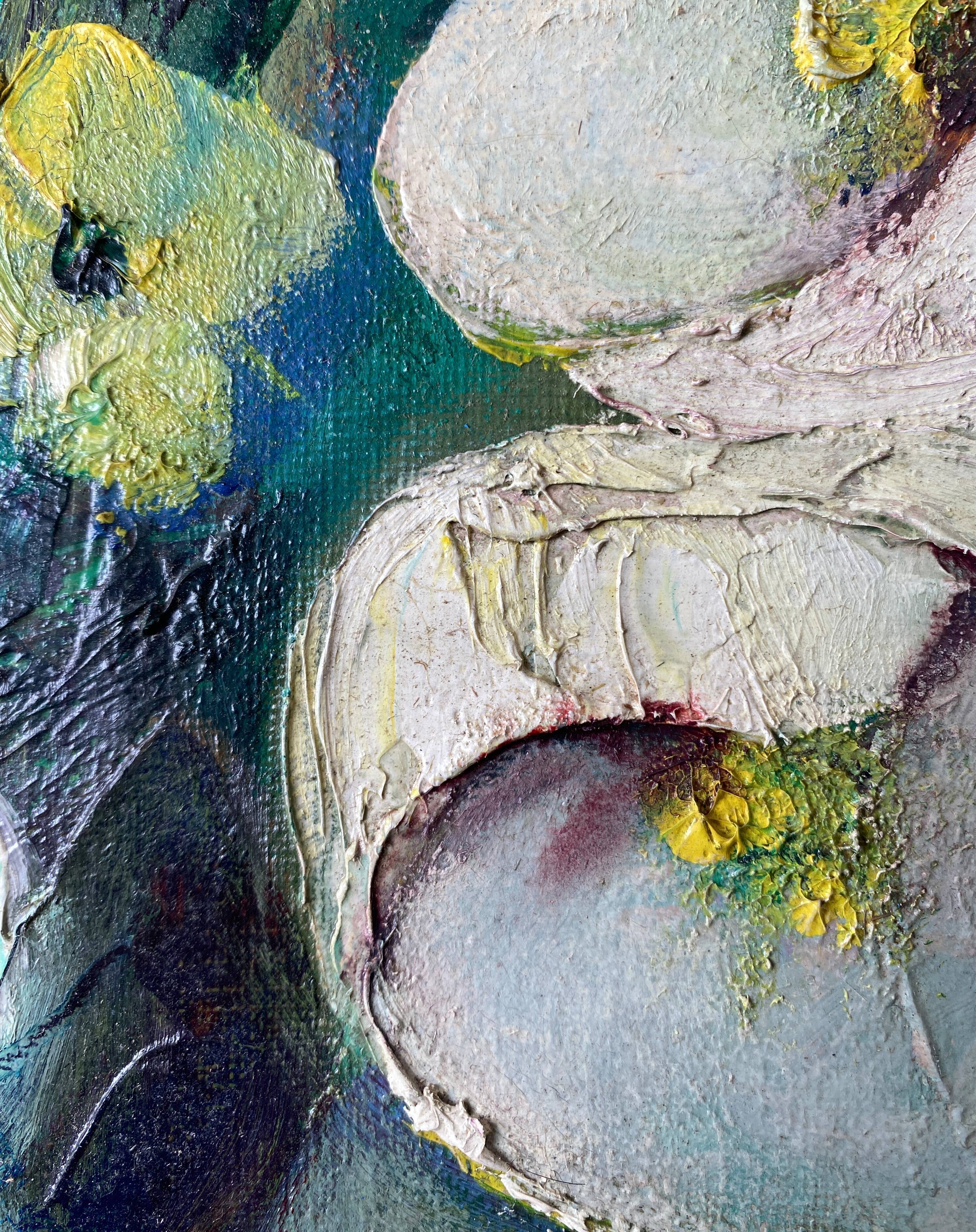 Painting "Bouquet of white flowers" HST signed Simone Mounier