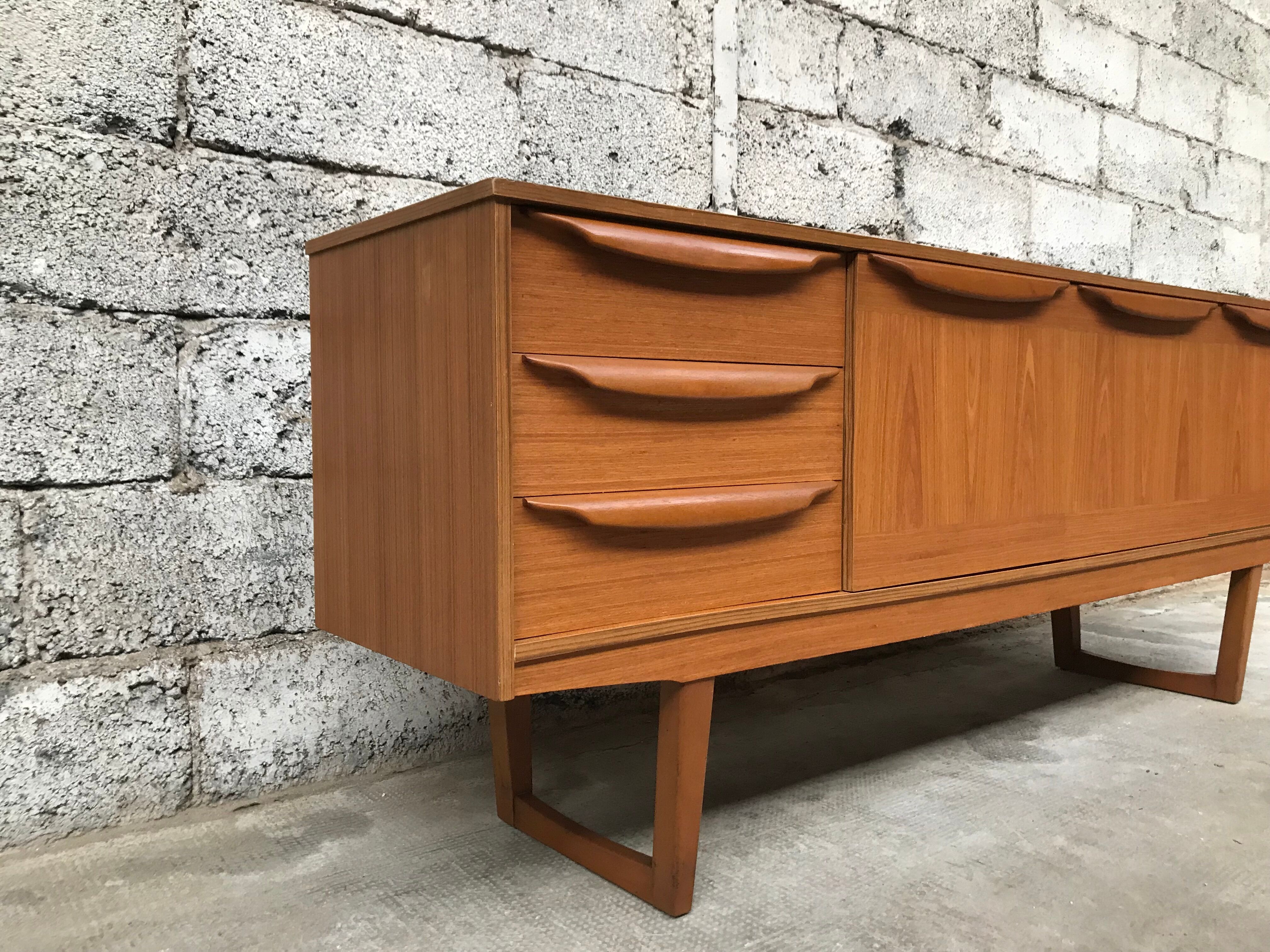 Small Scandinavian sideboard 1950-60 vintage design teak