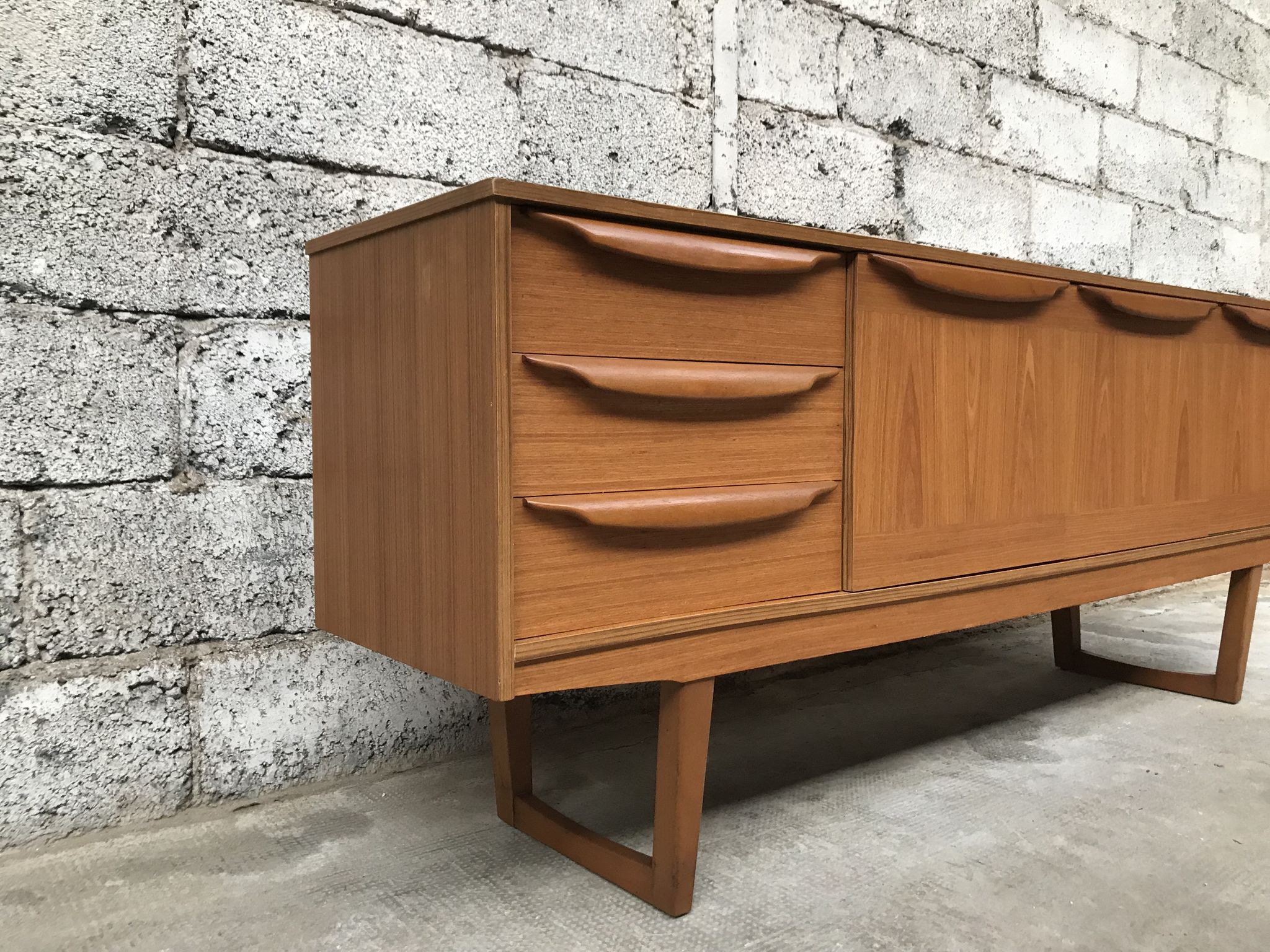 Small Scandinavian sideboard 1950-60 vintage design teak