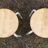 Set of 4 industrial style wood and metal stools