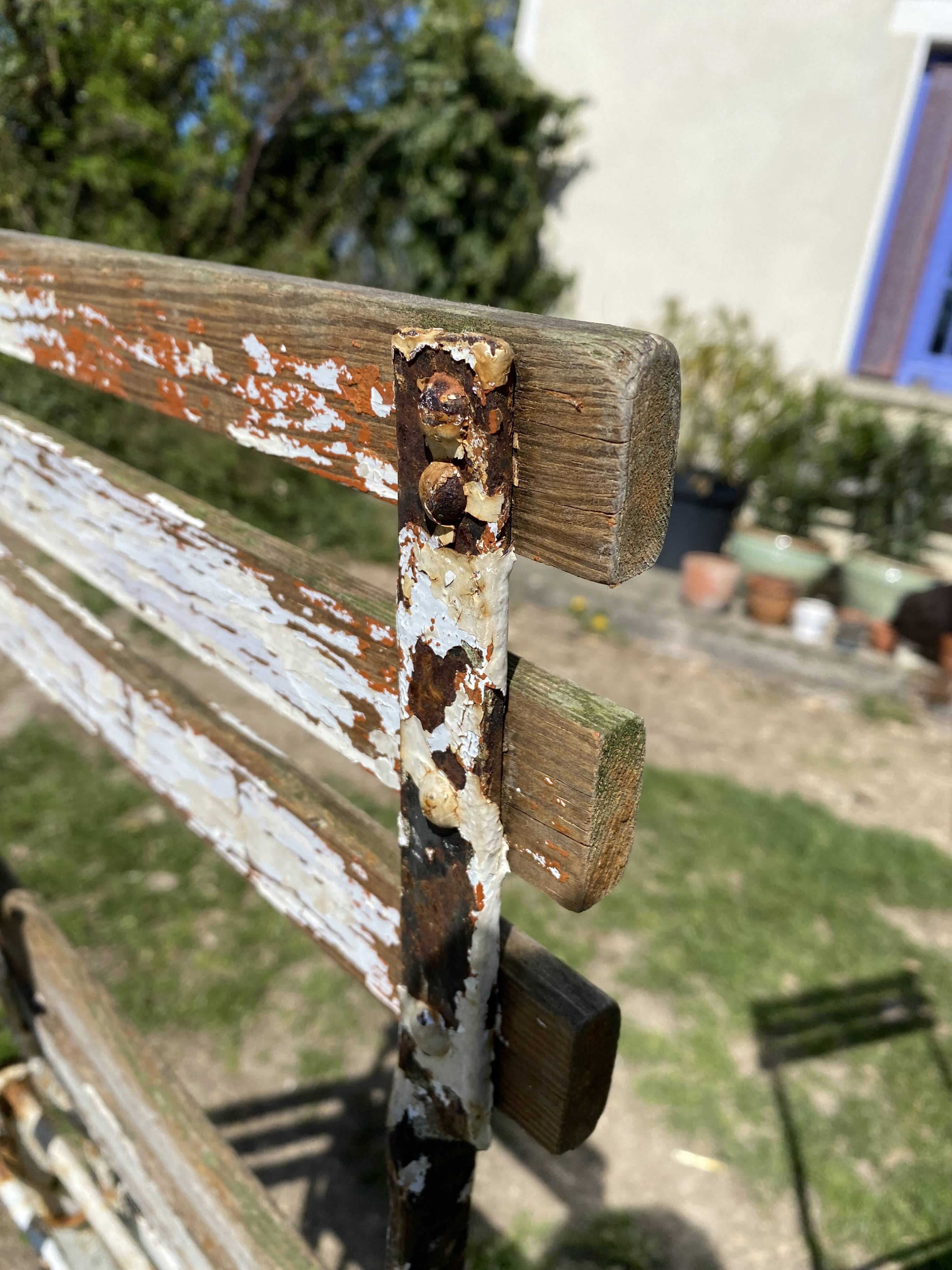 Set of 4 folding garden chairs in wood and metal