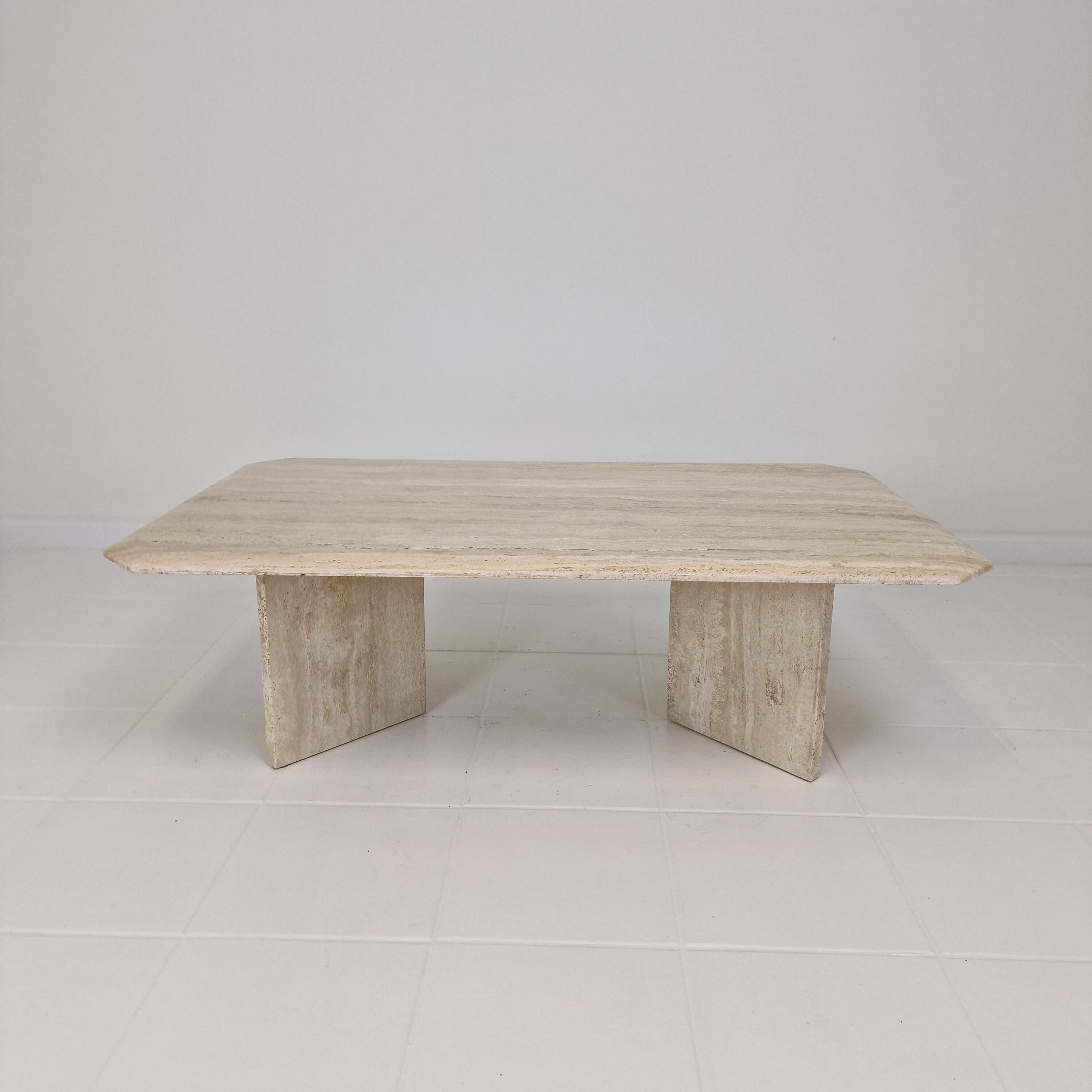 Rectangle Travertine Coffee or Side Table, Italy 1980s