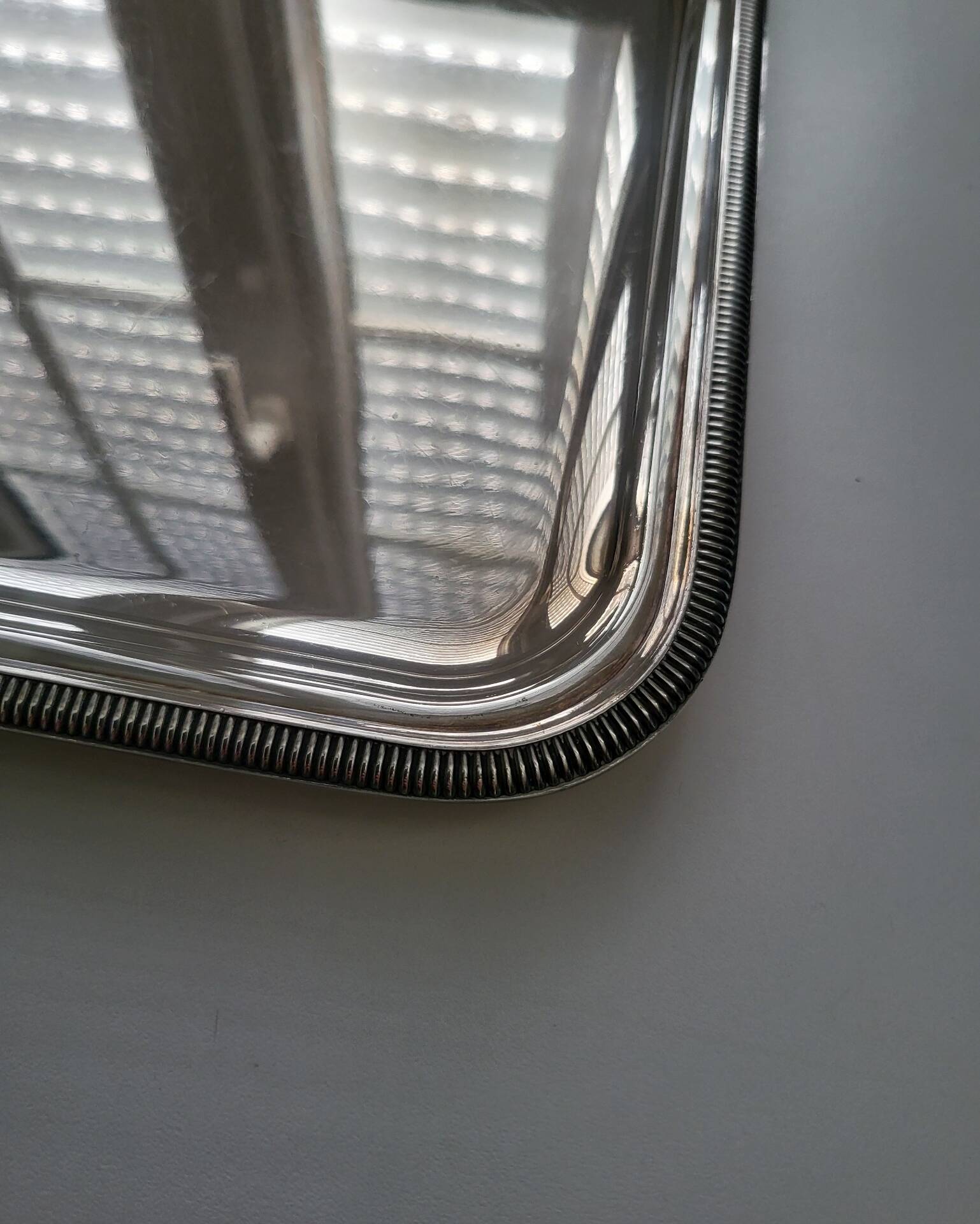 Large silver-plated metal serving platter Christofle Gallia collection