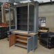 Buffet  Bibliothèque à 2 corps en sapin patiné gris