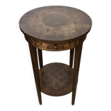 Round pedestal table / side table in wood marquetry