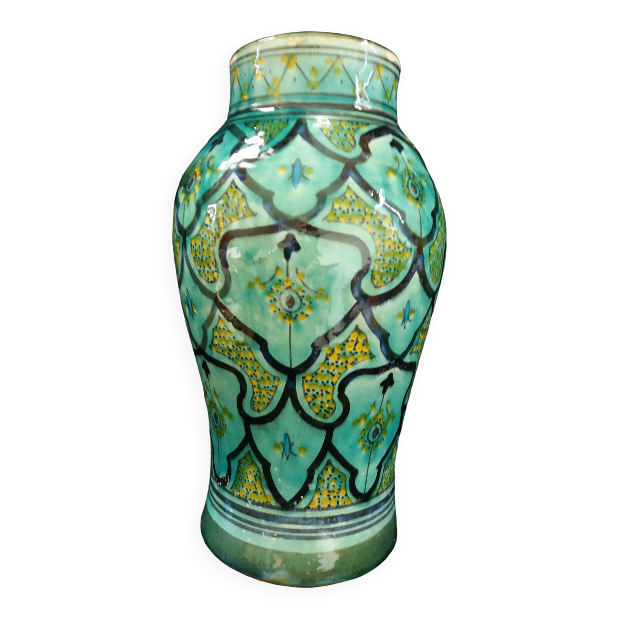 Handcrafted Safi turquoise vase signed