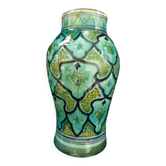 Vase artisanal Safi turquoise signé