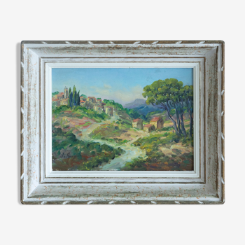 Small painting signed Rougier landscape provence hst oil canvas