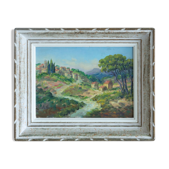Small painting signed Rougier landscape provence hst oil canvas