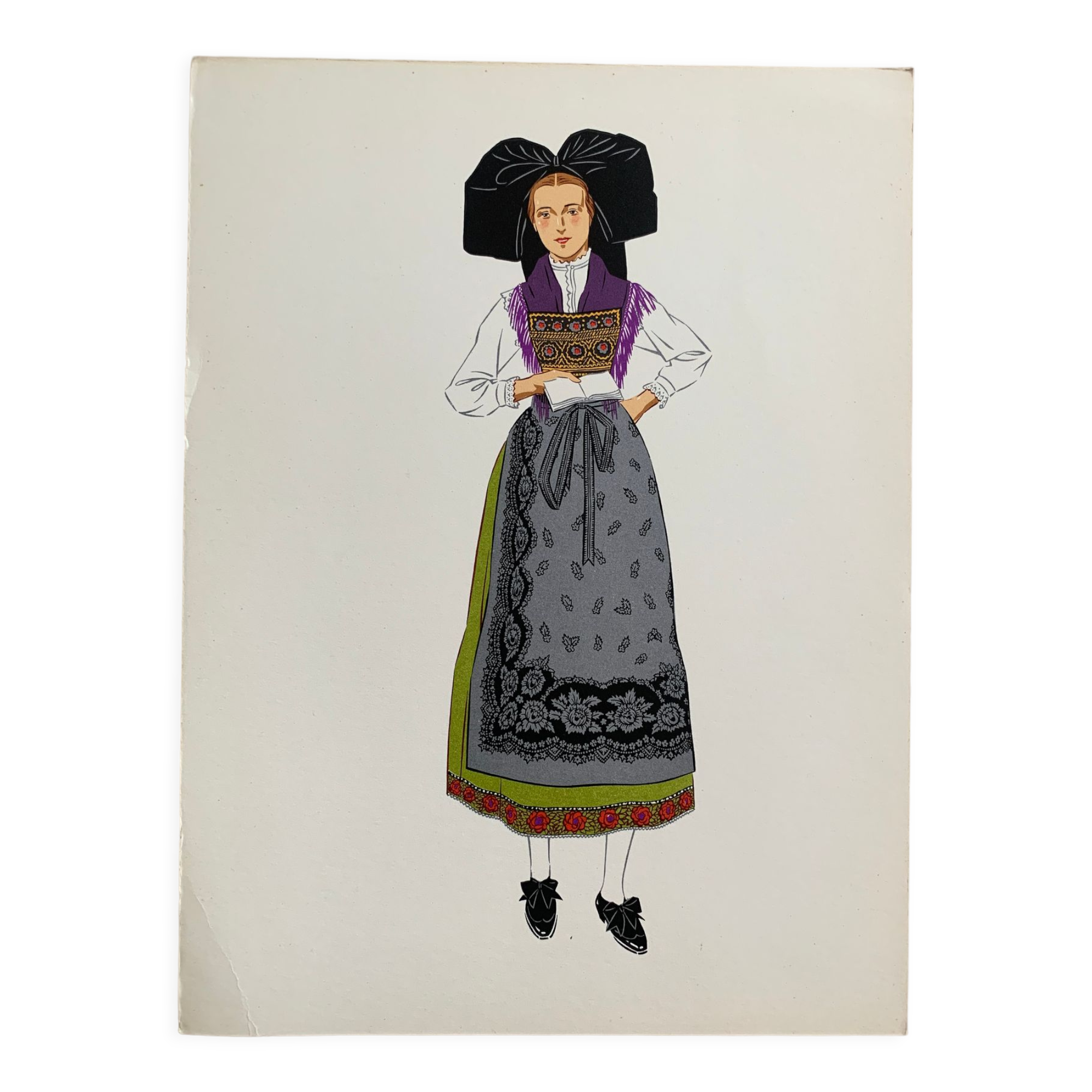 Lithograph national costumes - the Alsatian