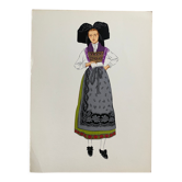 Lithograph national costumes - the Alsatian