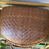 Valise en osier demi lune