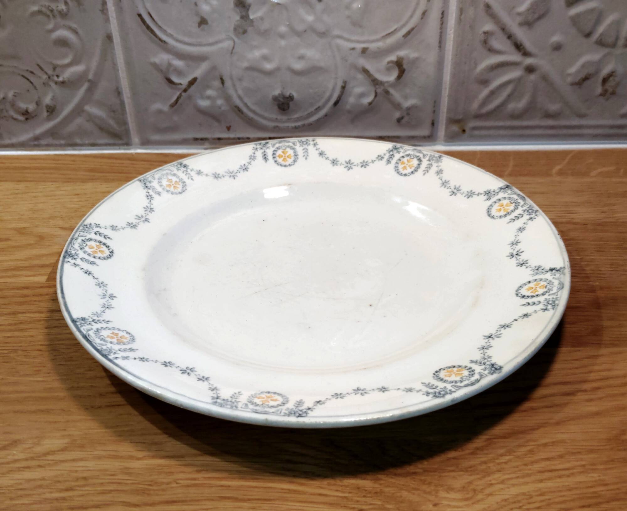 Old Flat Plate Terre de Fer Longwy Moselle - Vintage 1900 - French