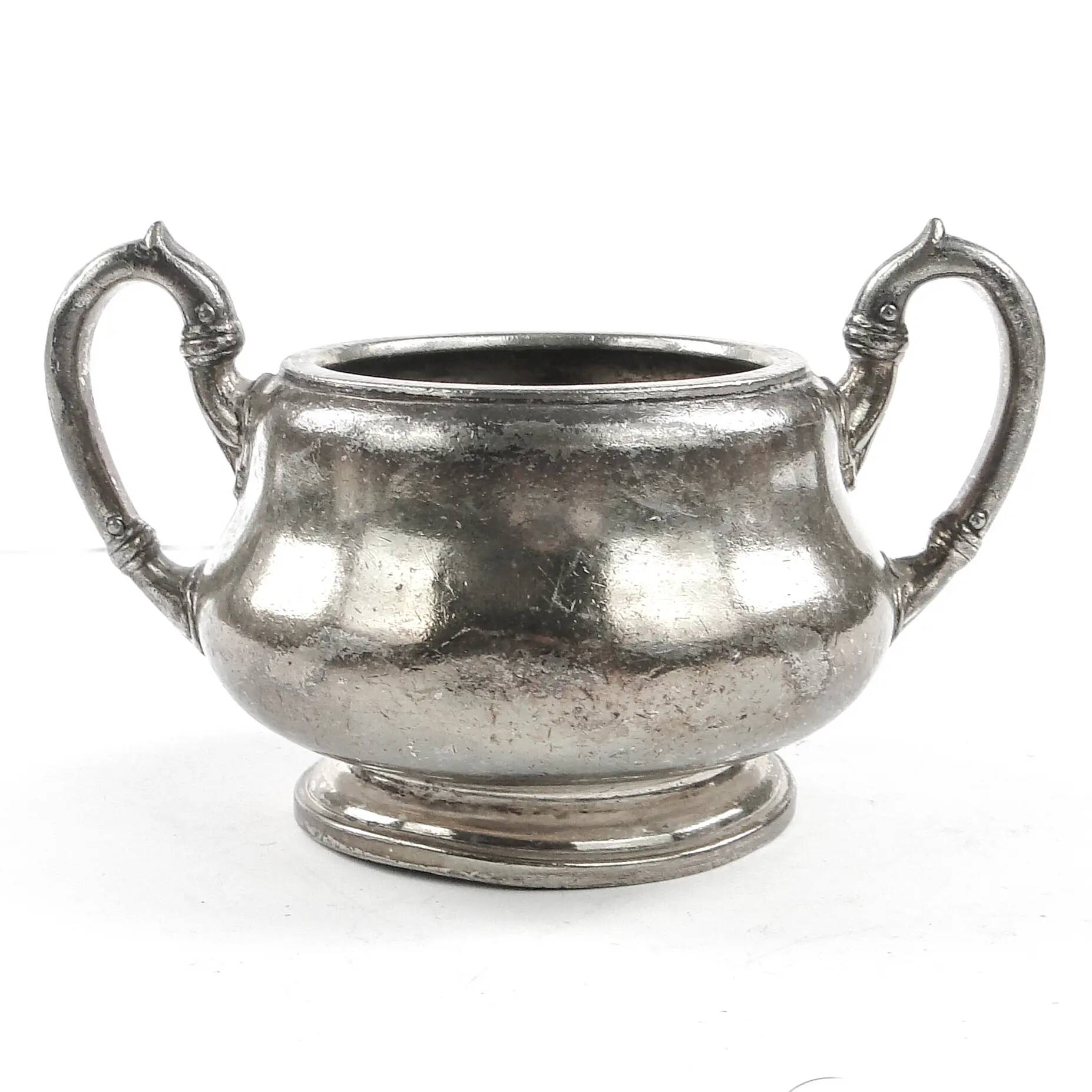 Art Nouveau sugar bowl, silver-plated brass, Germany, early 20th century