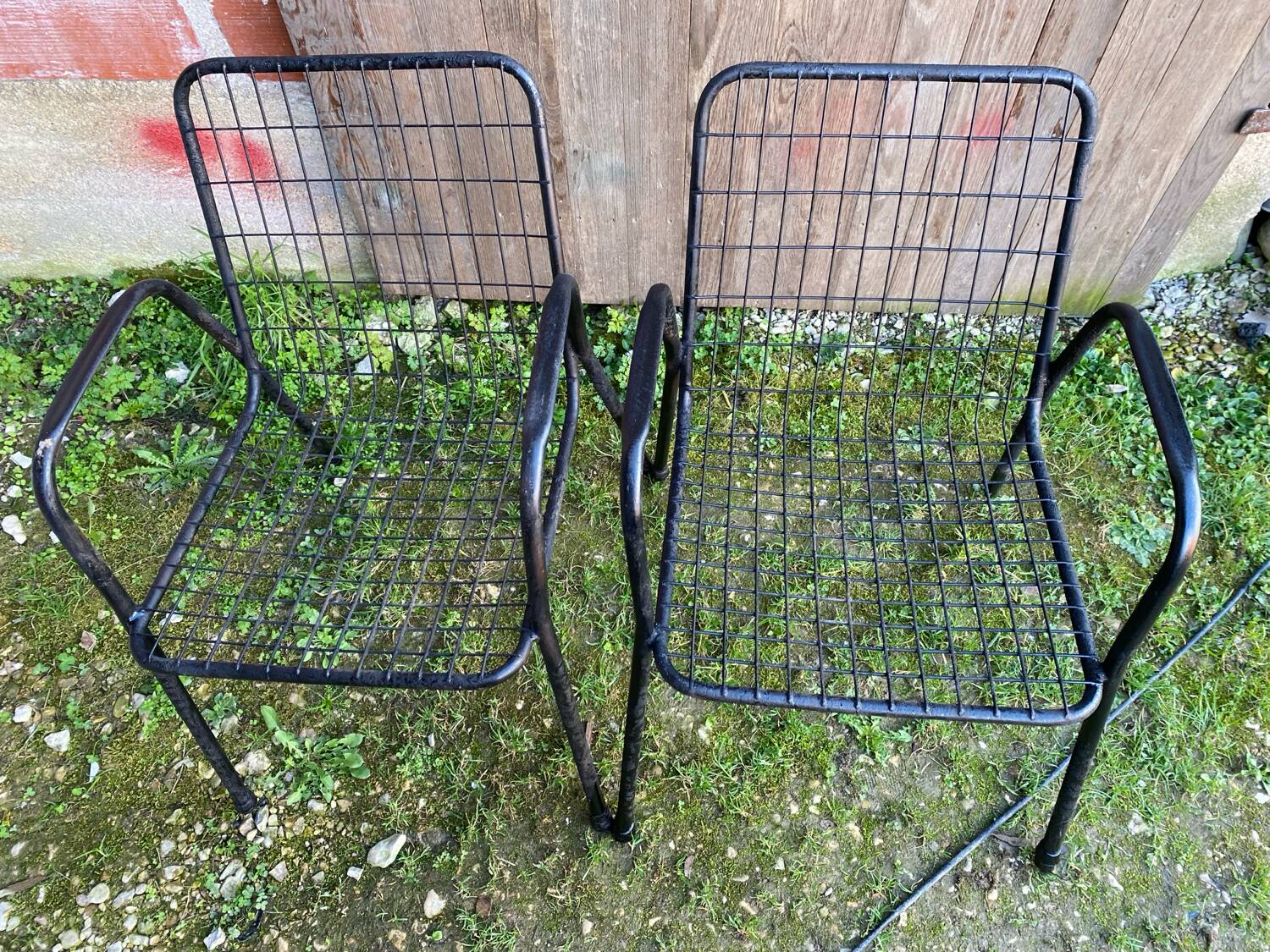 Pair of Antique EMU RIO Armchairs in Black Metal Vintage