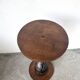 Solid oak press stool, metal base, 19th century.