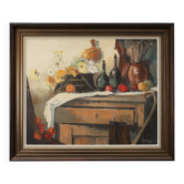 Impressionist Still Life with Fruit and Flowers by J. Geurts, Belgium, 1960