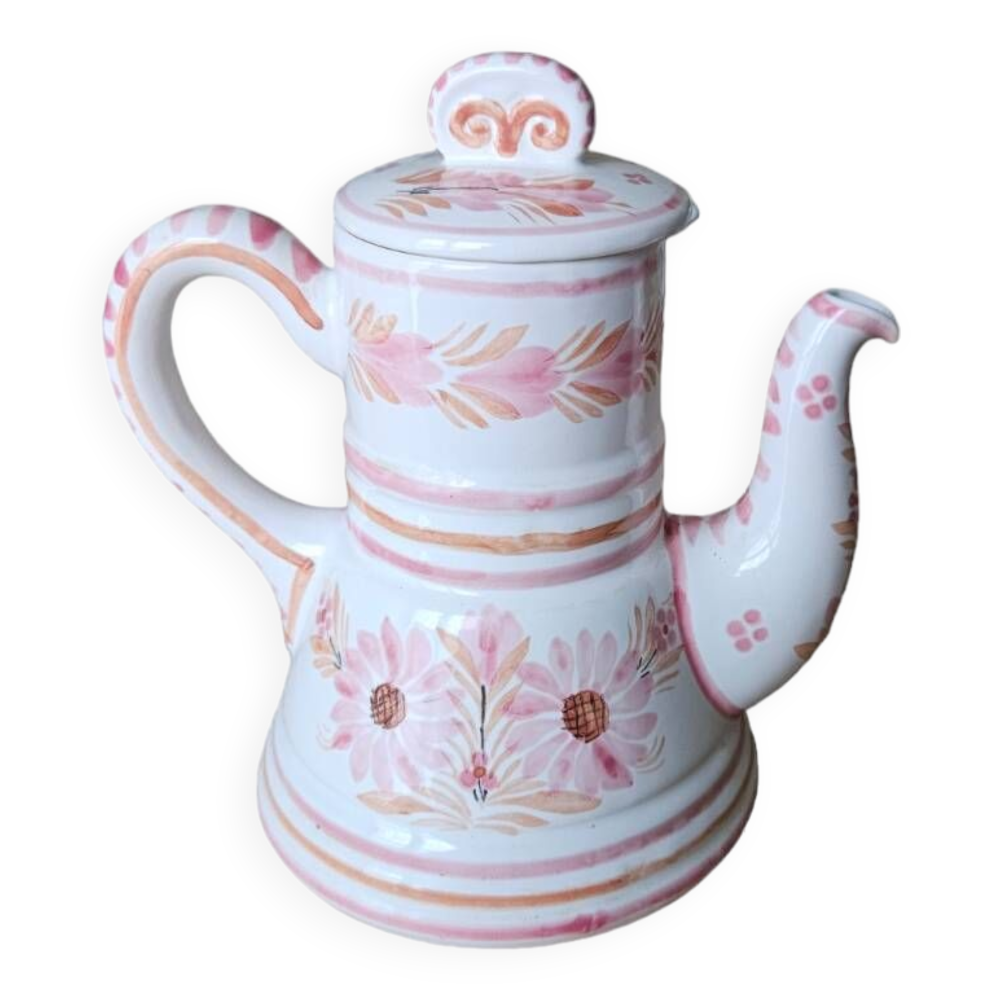 HB HENRIOT QUIMPER pink flower coffee maker