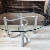 Vintage chrome steel and glass coffee table from Italy from the 70s
