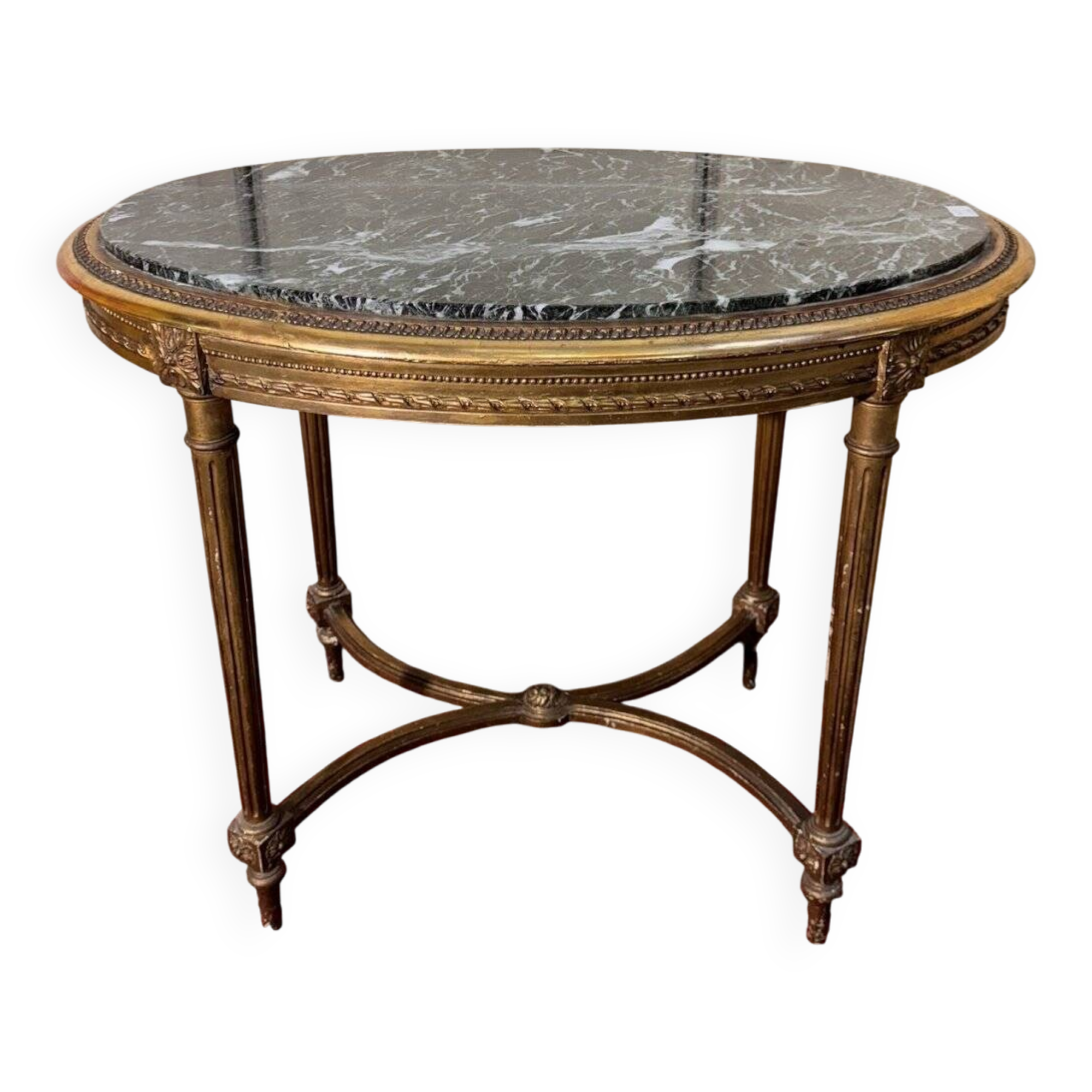 Louis XVI style pedestal table in gilded wood