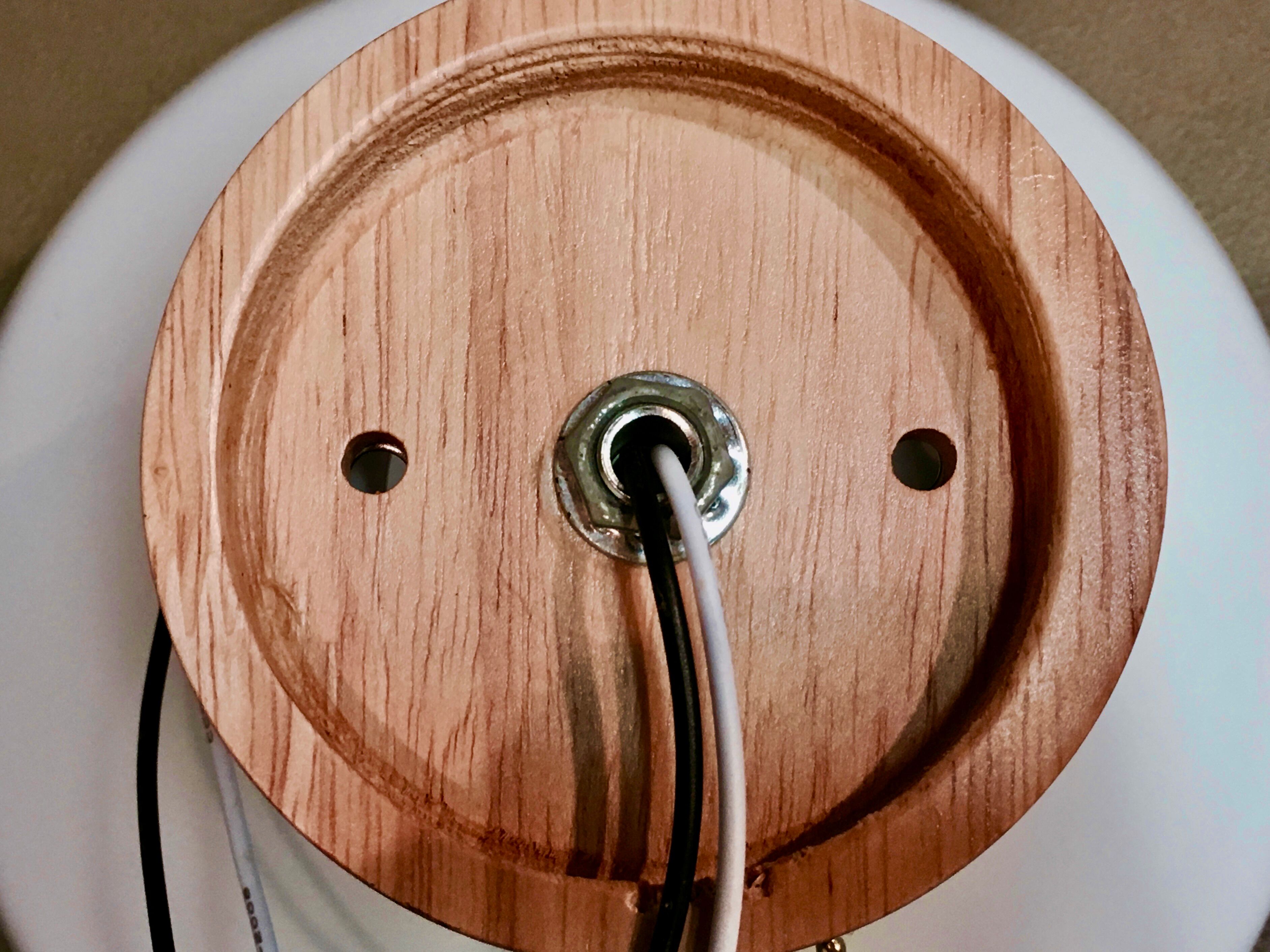 Wall light solid wood and Scandinavian opaline Design.