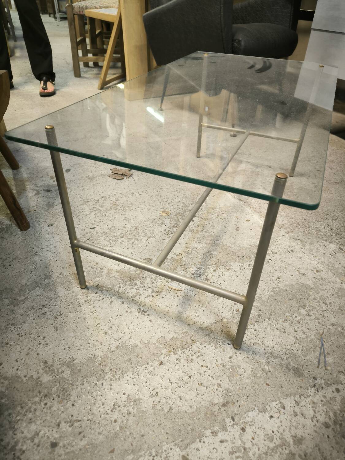 Steel and glass coffee table, circa 1950/60