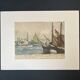 Frédéric Louis Levé, Aquatint Port of La Rochelle framed late 19th century
