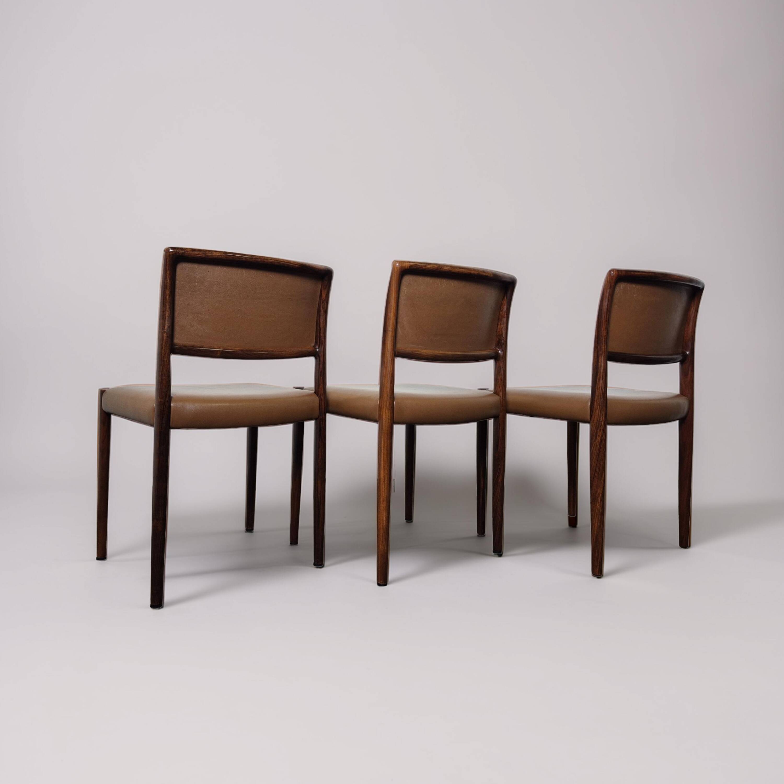 Mid-century modern cognac leather dining chairs, Germany 1960s