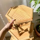 3 Vintage Bamboo Hexagonal Nesting Coffee Tables, 1970s