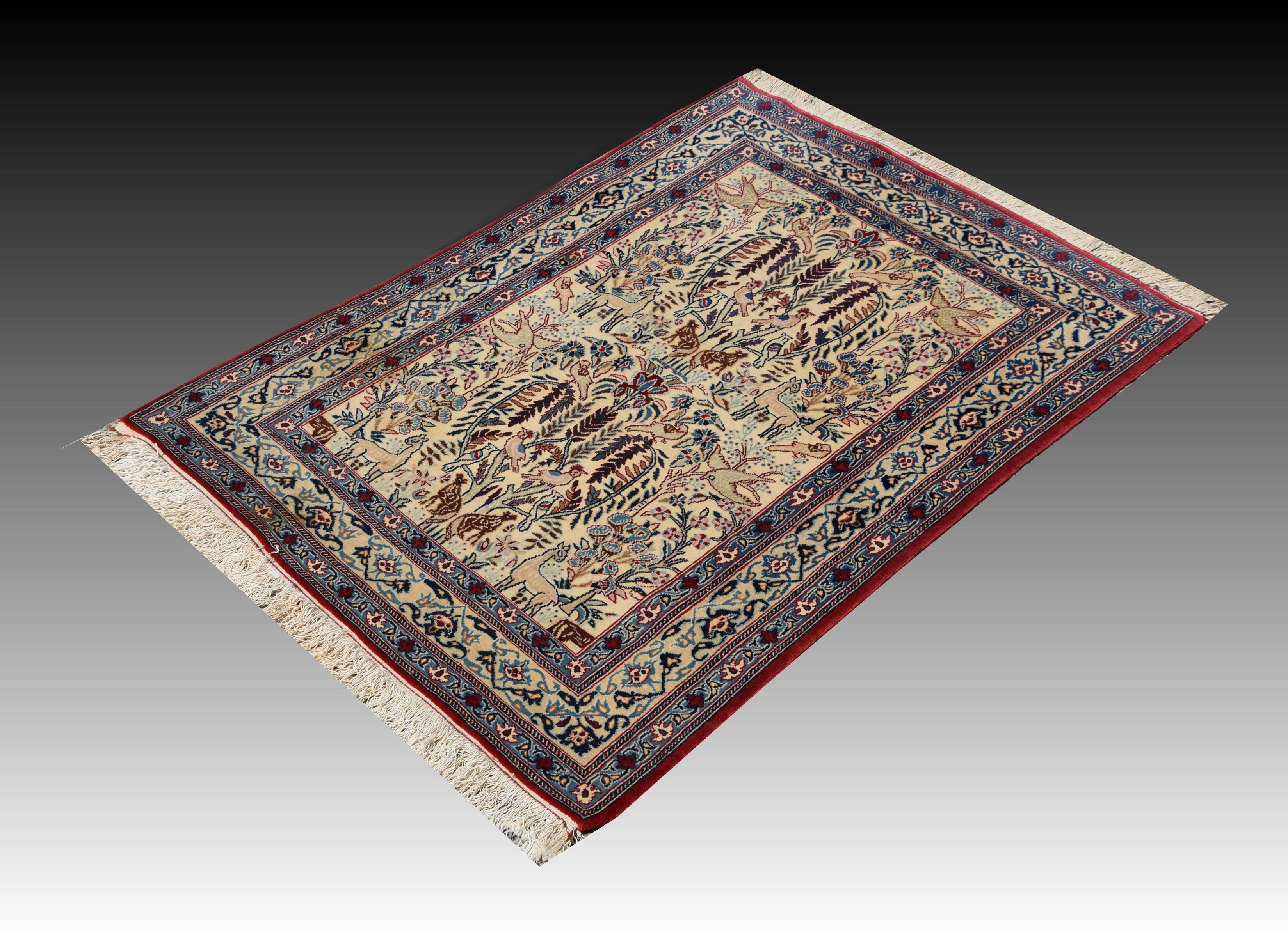 Tapis orient persan Iran Naïn Tudeshk 1.08 x 0.78 cm -Laine et soie