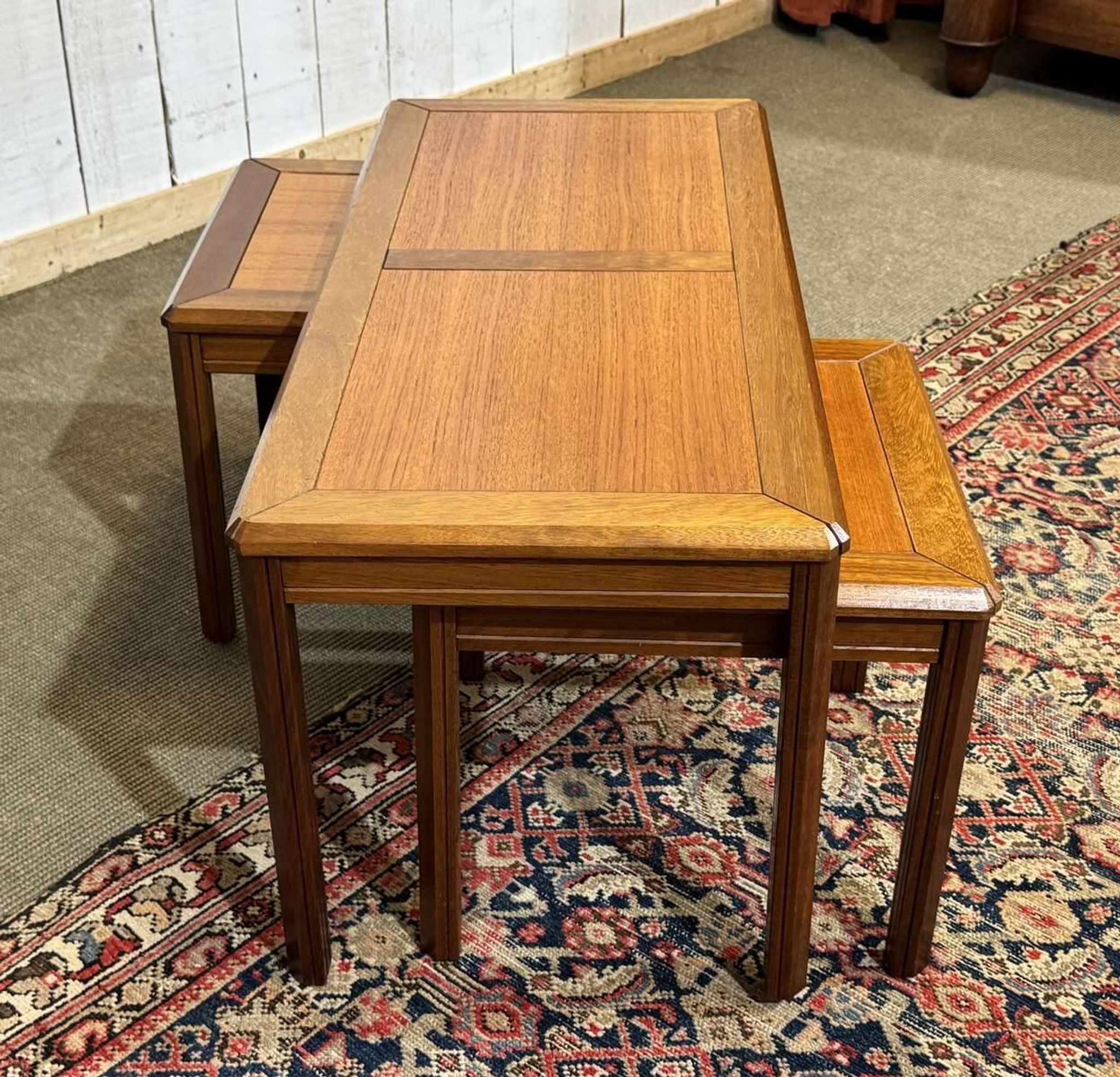 Set of 3 nesting tables in teak from the 1970s.