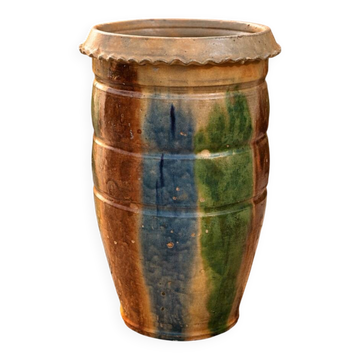 Large ancient glazed terracotta vase from southern France.