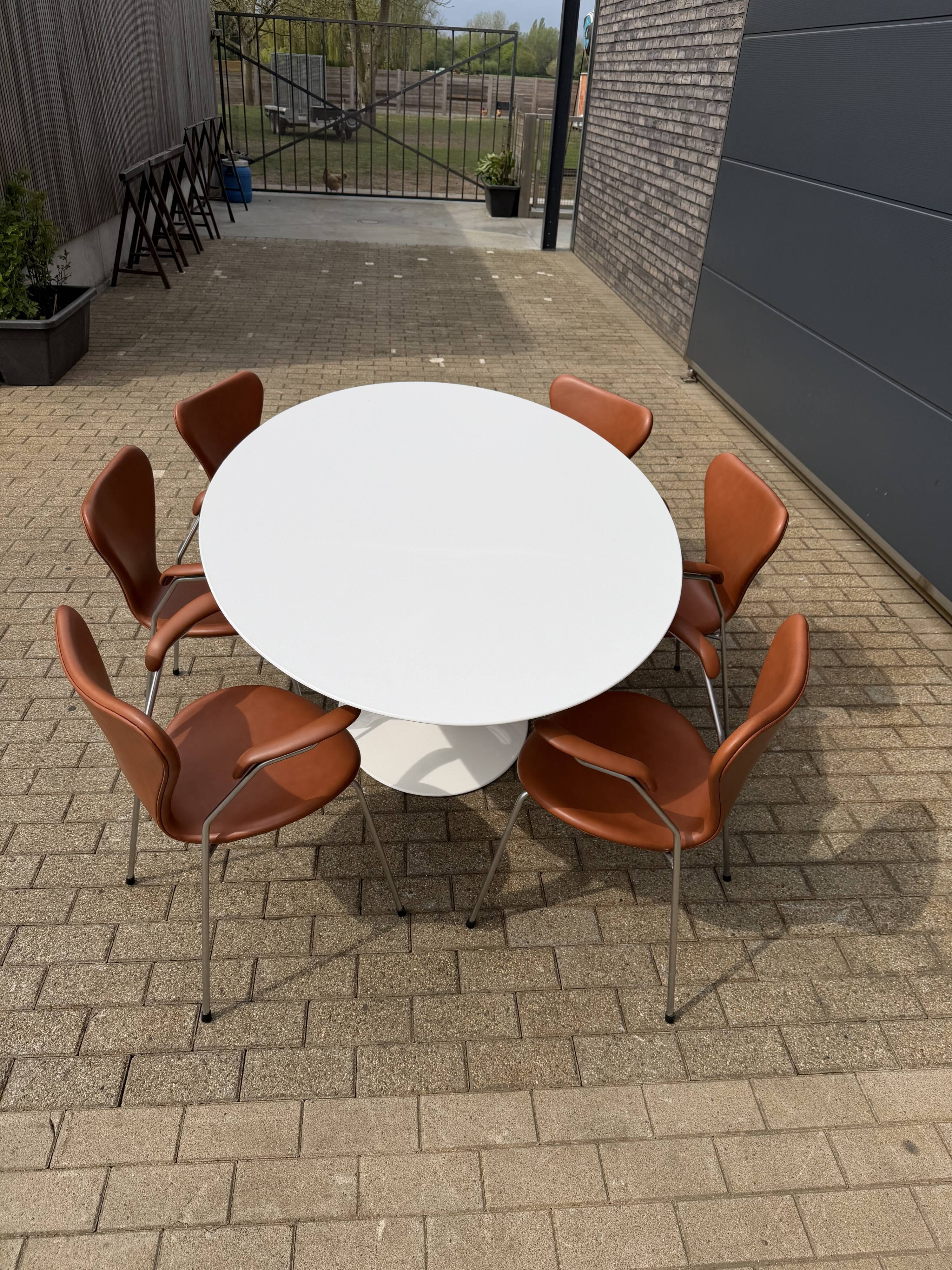 10x armchairs with arms, series 7 Butterfly Fritz Hansen by Arne Jacobsen in Cognac leather, in perfect condition.