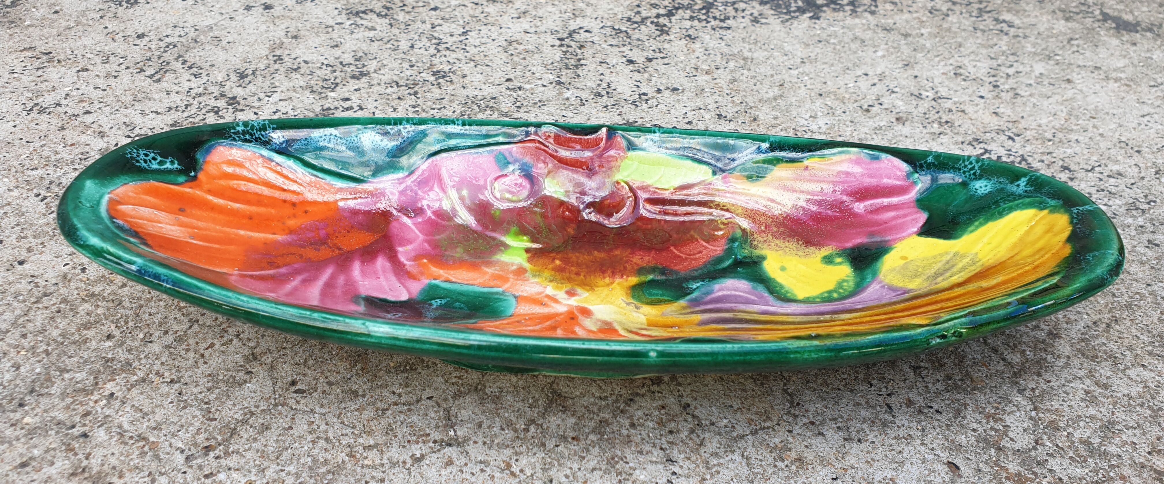 Ceramic dish Vallauris 1960s, fish