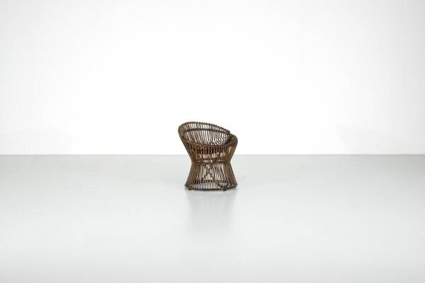 Tabouret en Rotin, Italie, années 1960s.