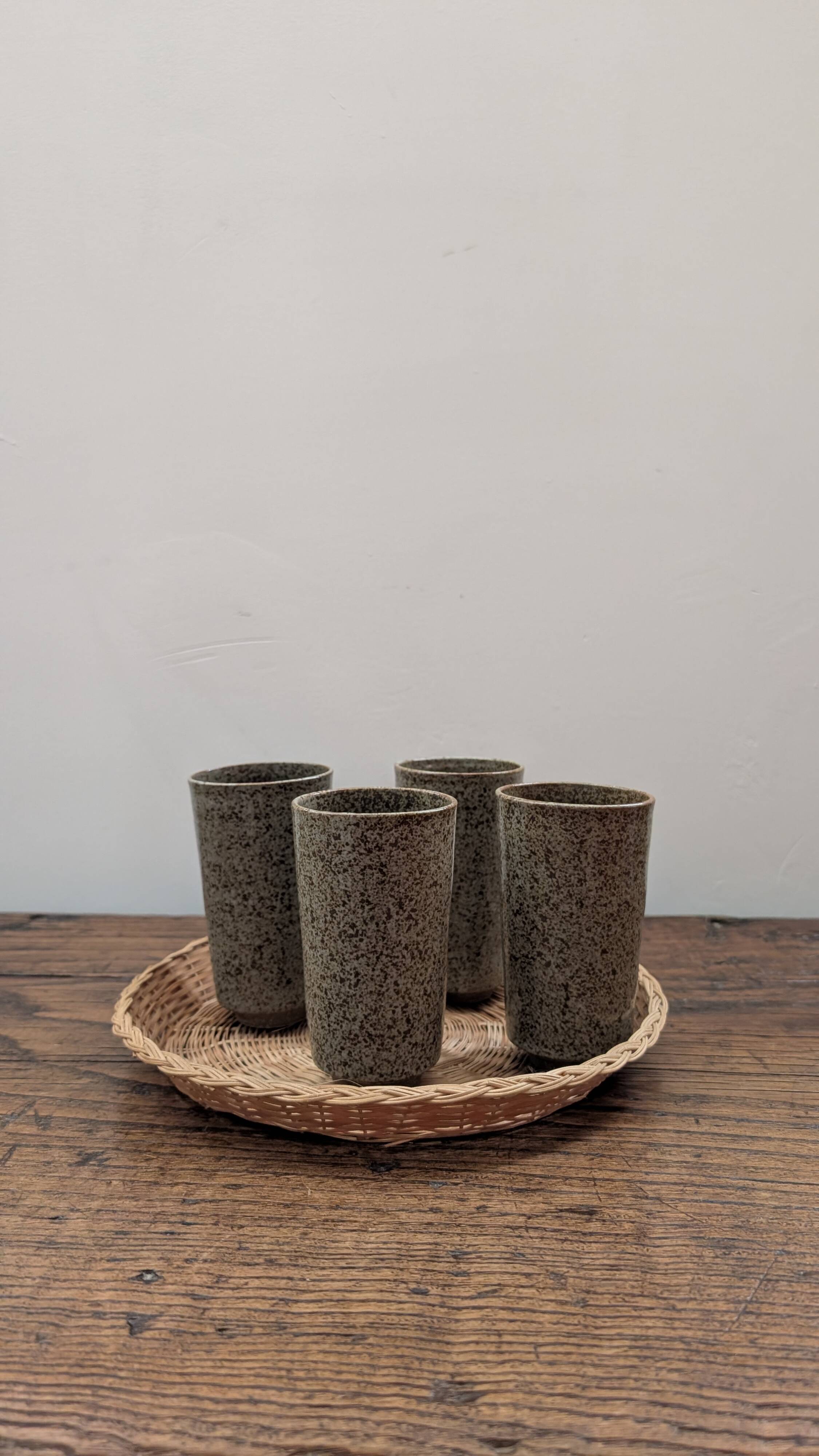 Set of 4 speckled ceramic mazagrans.