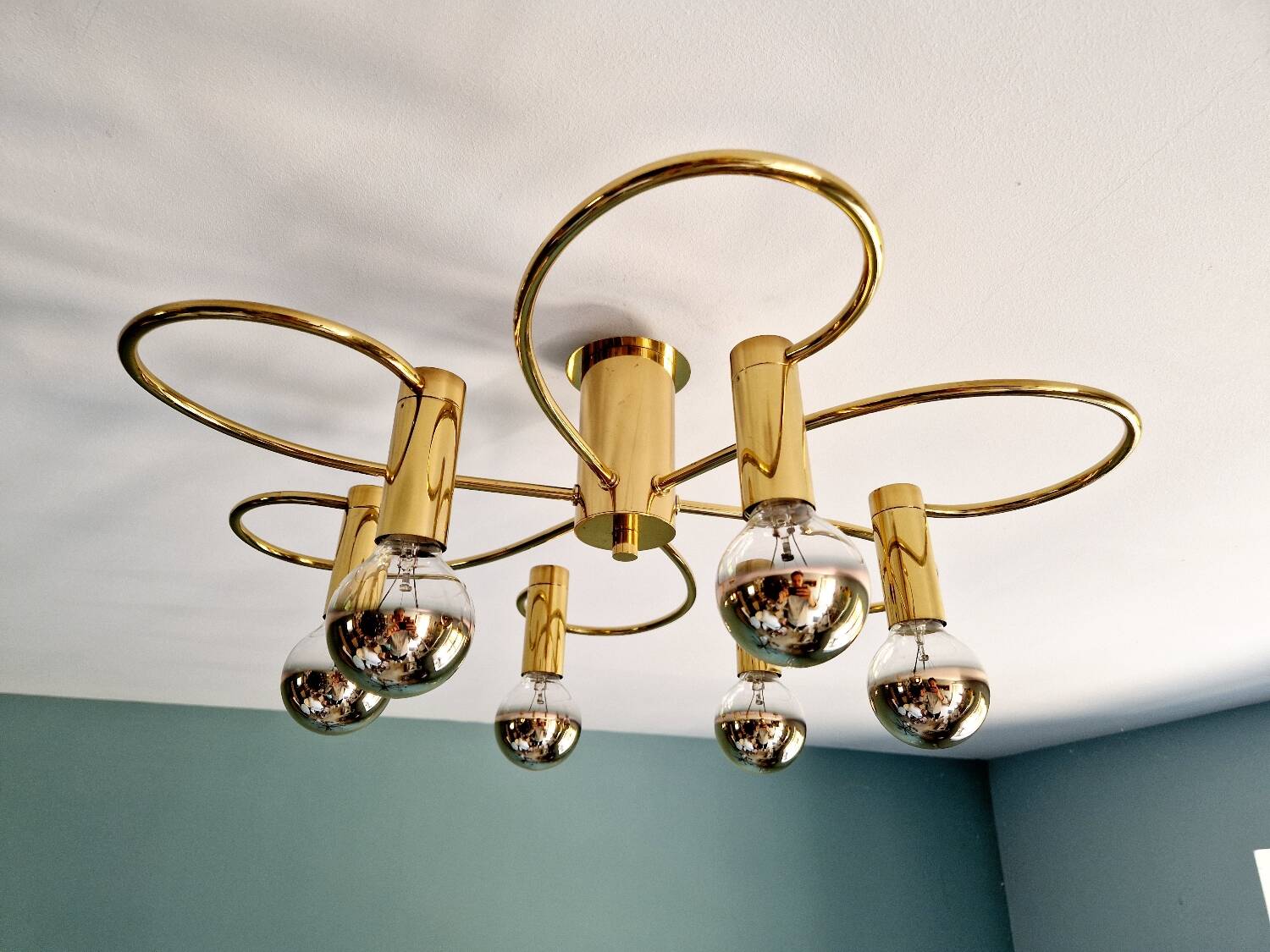 Brass ceiling light, Cosack Leuchten, 1970s