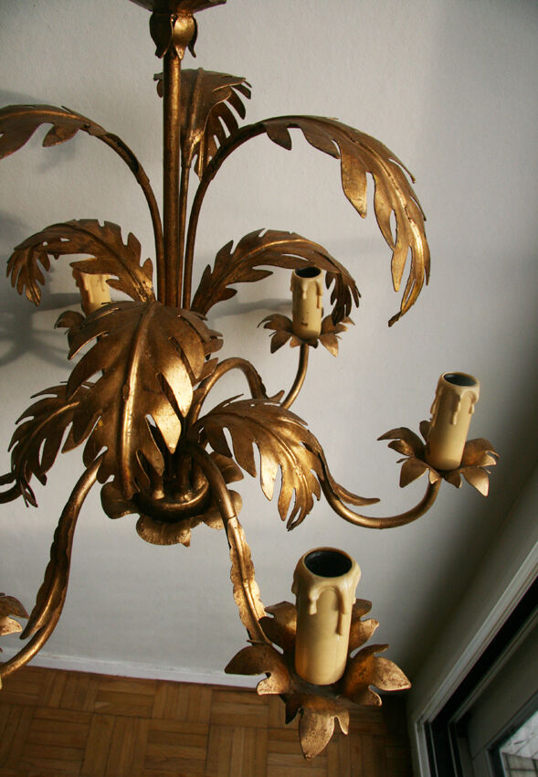 Chandelier leaves gold metal fins