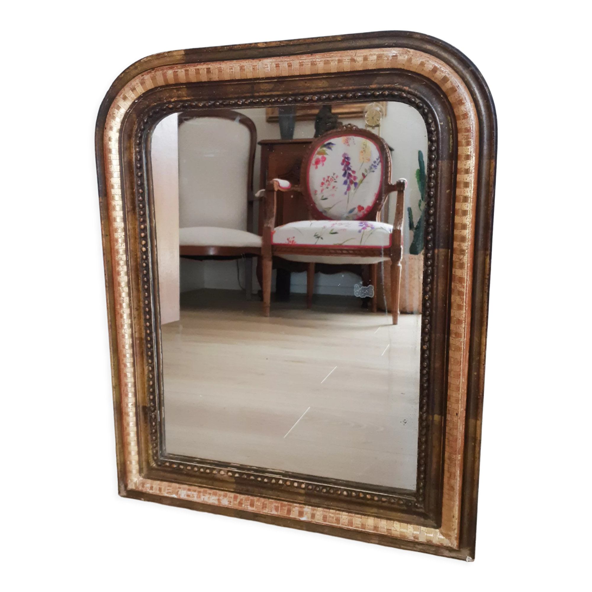 Antique mirror Louis Philippe, fireplace mirror, vintage French, 61 cm x 49 cm