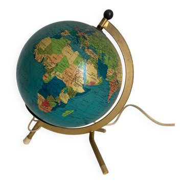 Globe vintage 1967 terrestre Taride tripode doré verre mappemonde - 22 cm