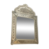 Contemporary venetian squared floreal hand-carving mirror in murano glass