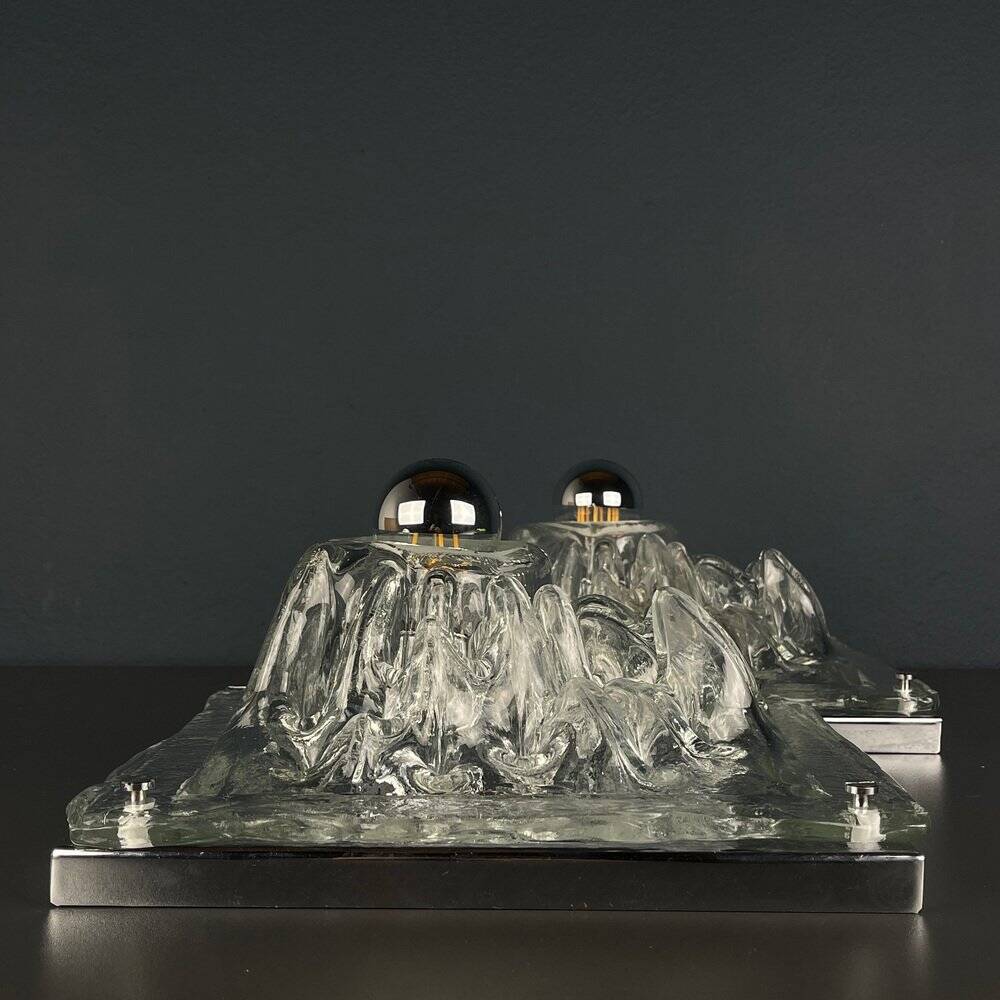 Murano wall lamps Polifemo by Angelo Brotto for Esperia, Italy, 1970s, set of 2