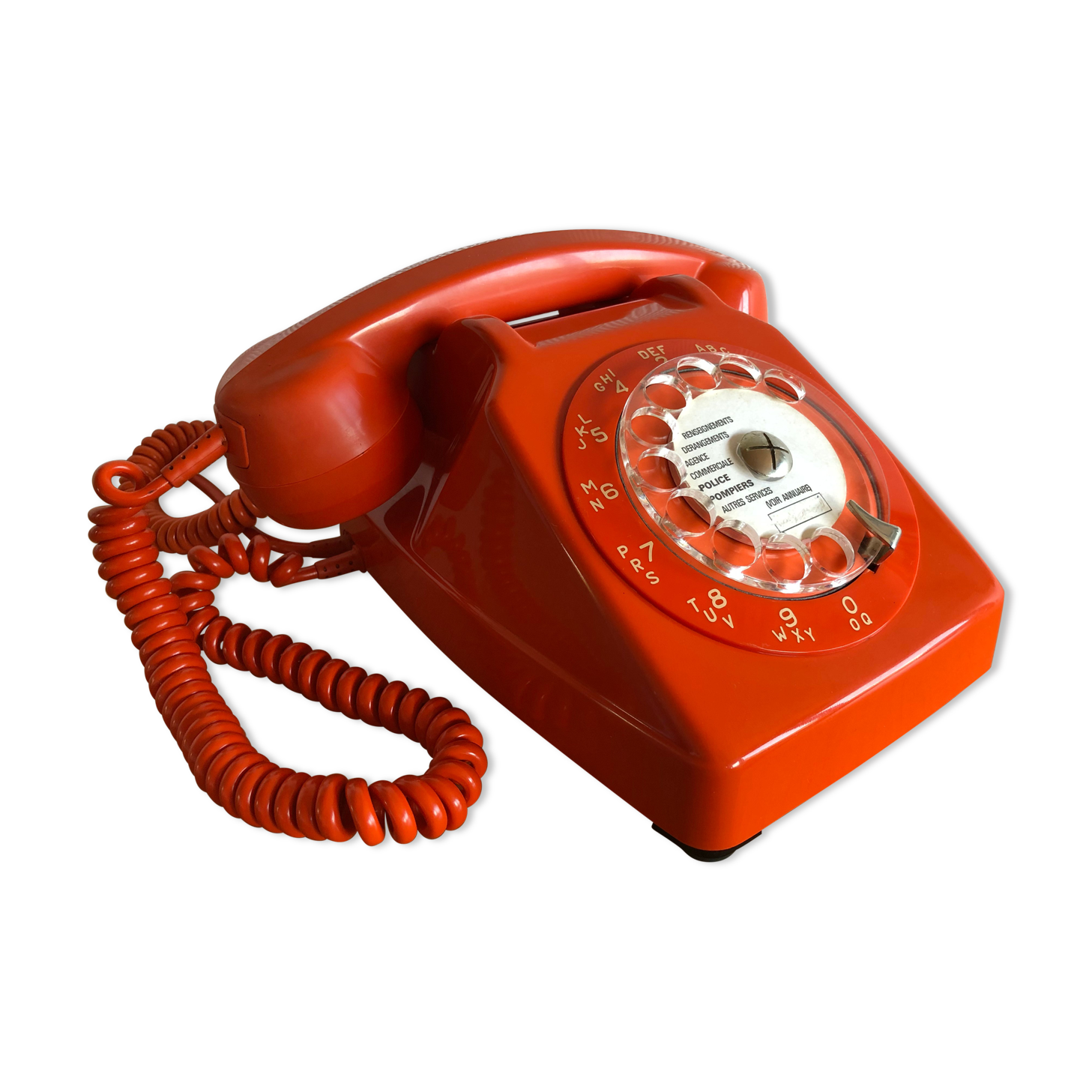 Vintage Orange Socotel dial phone, 1978