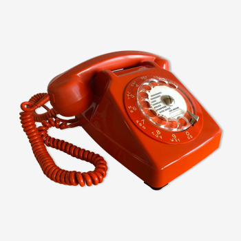Vintage Orange Socotel dial phone, 1978